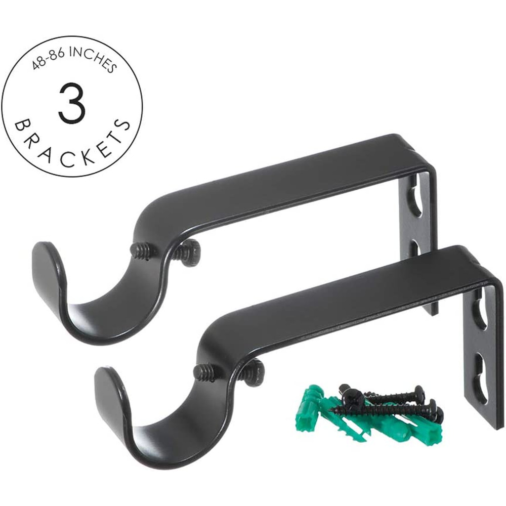 48 to 86 Inch Window Curtain Rod - Acrylic Ball 1" Pole., Black - Picture 2 of 8